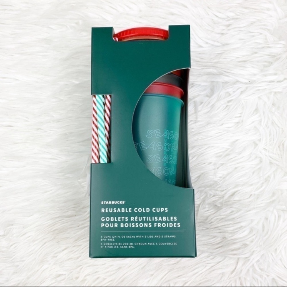 𝅺STARBUCKS Holiday 2019 Reusable Cold Cups Set 5
